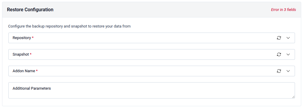 Source Snapshot panel showing Repository Namespace/Name and Snapshot Name fields